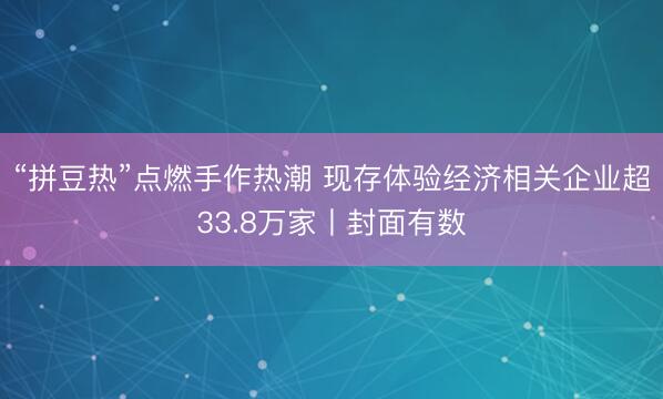 “拼豆热”点燃手作热潮 现存体验经济相关企业超33.8万家丨封面有数