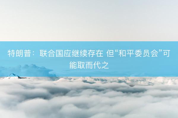 特朗普：联合国应继续存在 但“和平委员会”可能取而代之