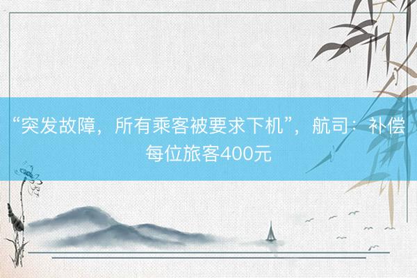 “突发故障，所有乘客被要求下机”，航司：补偿每位旅客400元