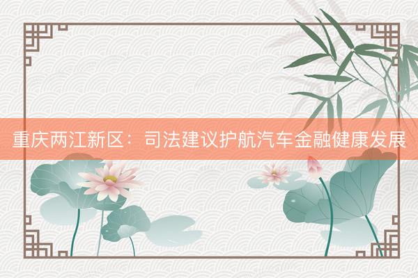 重庆两江新区：司法建议护航汽车金融健康发展
