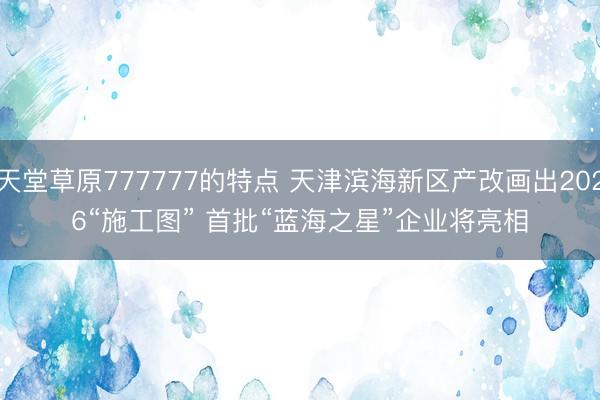 天堂草原777777的特点 天津滨海新区产改画出2026“施工图” 首批“蓝海之星”企业将亮相