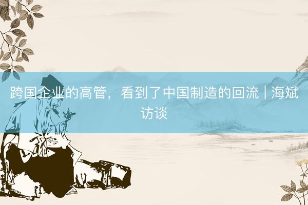 跨国企业的高管，看到了中国制造的回流 | 海斌访谈
