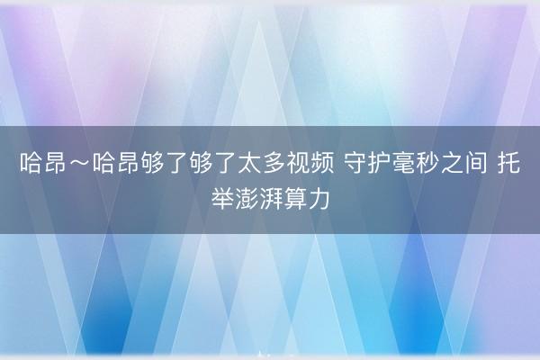 哈昂～哈昂够了够了太多视频 守护毫秒之间 托举澎湃算力