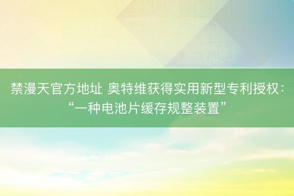禁漫天官方地址 奥特维获得实用新型专利授权:“一种电池片缓存规整装置”
