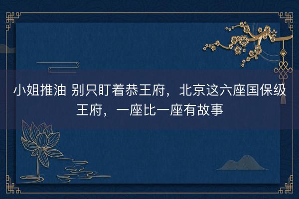 小姐推油 别只盯着恭王府，北京这六座国保级王府，一座比一座有故事
