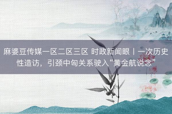 麻婆豆传媒一区二区三区 时政新闻眼丨一次历史性造访，引颈中匈关系驶入“黄金航说念”