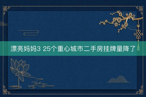 漂亮妈妈3 25个重心城市二手房挂牌量降了