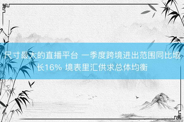 尺寸最大的直播平台 一季度跨境进出范围同比增长16% 境表里汇供求总体均衡