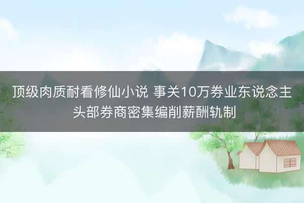 顶级肉质耐看修仙小说 事关10万券业东说念主 头部券商密集编削薪酬轨制