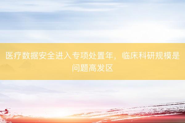 医疗数据安全进入专项处置年，临床科研规模是问题高发区