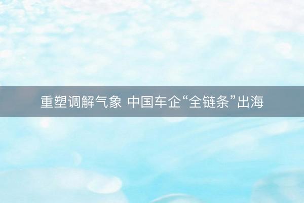 重塑调解气象 中国车企“全链条”出海