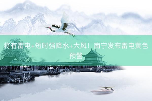 将有雷电+短时强降水+大风！南宁发布雷电黄色预警
