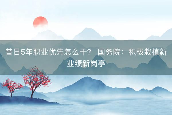 昔日5年职业优先怎么干？ 国务院：积极栽植新业绩新岗亭