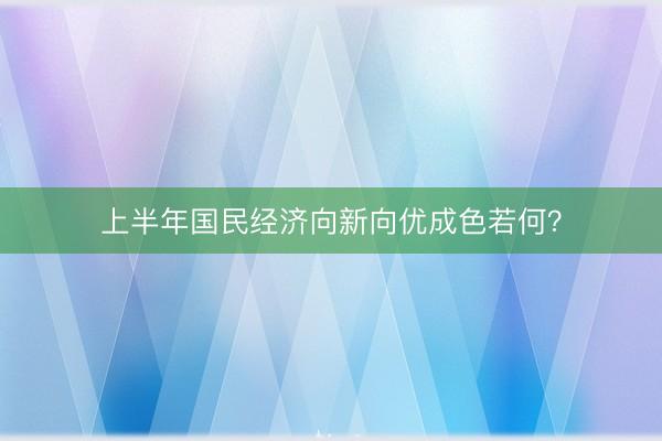 上半年国民经济向新向优成色若何？